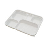 Large 5 Compartment Bento Box – White