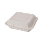 9x9x3” Compostable Sugarcane Clamshell
