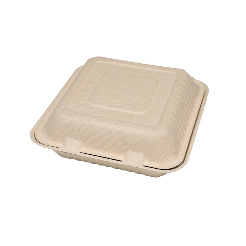 9×9" Compostable Sugarcane Clamshell 9×9" Compostable Sugarcane Clamshell