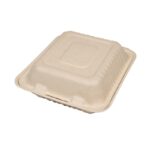 8×8" Compostable Sugarcane Clamshell