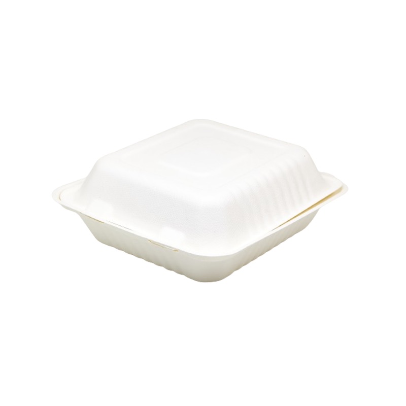 8x8x3” Compostable Sugarcane Clamshell 8x8x3” Compostable Sugarcane Clamshell