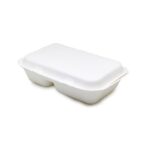 9x6x3” Compostable Sugarcane Clamshell – 2 Compartments