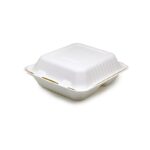 8x8x3” Compostable Sugarcane Clamshell – 3 Compartments