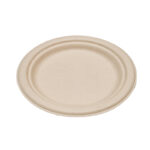 7” Compostable Sugarcane Plate – PFAS Free Unbleached
