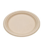 9” Compostable Sugarcane Plate – PFAS Free Unbleached