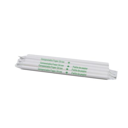 10” x 10.8mm Wrapped White Giant Paper Straw